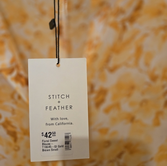 Womens Sheer Floral Blouse - Yellow. By Stitch and Feather Size Small - Picture 4 of 12